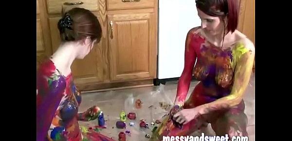  Amateur body painting girls